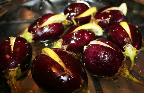 Lemon-Garlic Stuffed Baby Eggplant